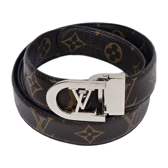 Louis Vuitton LV Initiales Reversible Brown Monogram Belt 48" Silver Tone Buckle - Picture 1 of 10